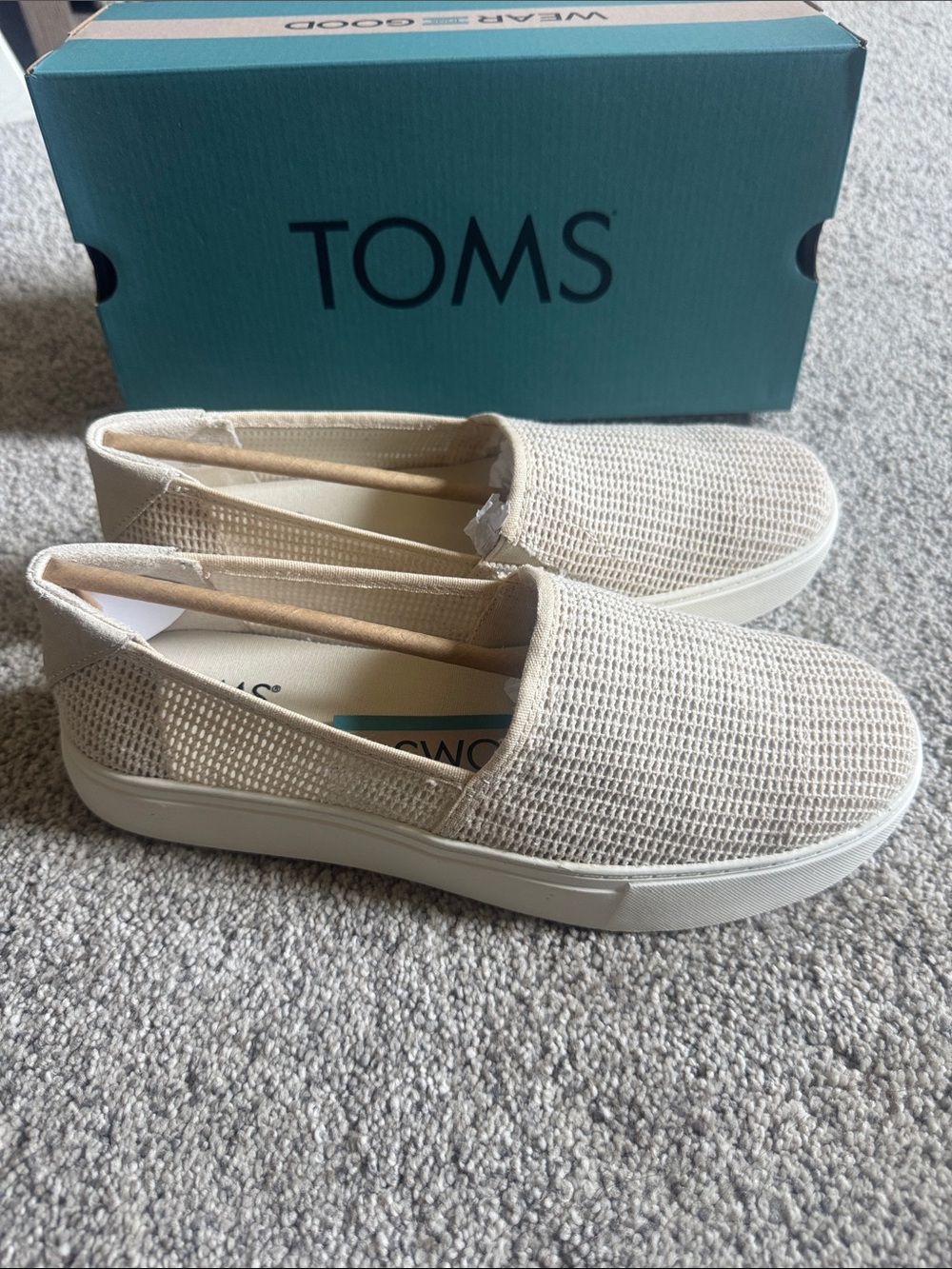 TOMS Cream Woven Slip-On Platform Sneakers